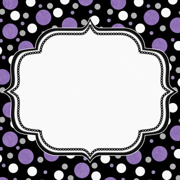 Purple, White and Black Polka Dot Frame Background