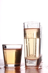 Glasses and alcoholic drink