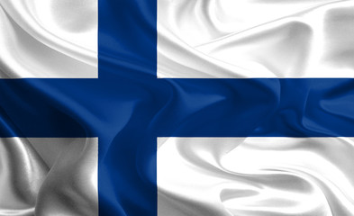 Waving Fabric Flag of Finland