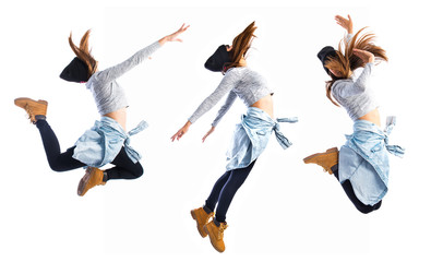 Girl jumping in hip hop style