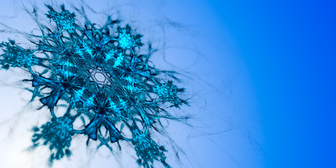 abstrakte Schneeflocke blau, Querformat