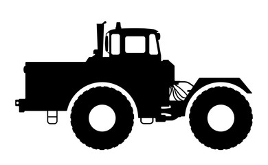 Tractor silhouette on a white background.