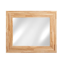 Mirror in wooden frame - isolated on white