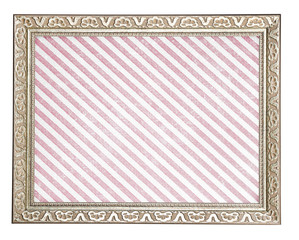 Old frame with striped canvas isolated on white