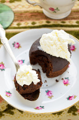 chocolate fondant with whipped cream