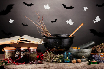 Halloween composition with vector images
