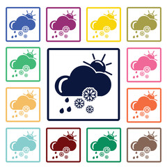 Obraz premium Snowy weather with rain icon