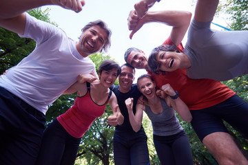jogging people group have fun