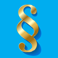 Naklejka premium Paragraph gold symbol on a blue background.