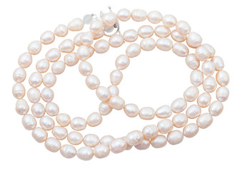 Beads from natural pink freshwater pearls isolated
