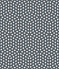 black and white outline pattern of cubes