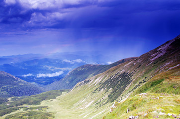 Obraz premium evening mountain plateau landscape (Carpathian, Ukraine)