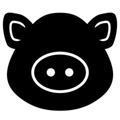 Abstrakter Schweinekopf von vorne / schwarz-weiß, Vektor, freigestellt