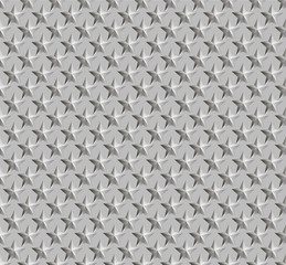 Seamless texture of corrugated metal. Figure stars. Hue metal silver. Vector illustration.