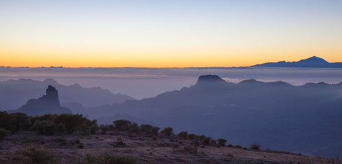Obraz premium Gran Canaria, Caldera de Tejeda, sunset