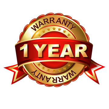 1 year warranty golden label with ribbon.