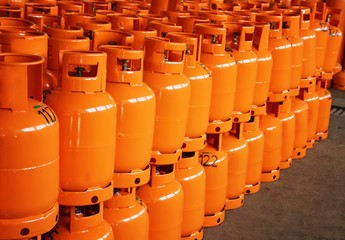 LPG Gas Bottles. LPG plant - obrazy, fototapety, plakaty