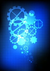 Vector : Gears on grid blue background