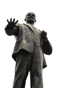 Lenin's monument in Orel with stretched arm isolated