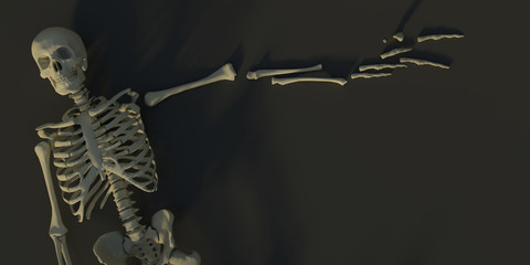 skeleton broken arm. 3d render