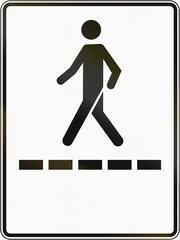 Regulatory road sign in Quebec, Canada - Pedestrian walkway