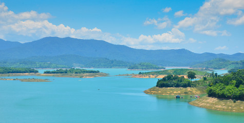Fototapeta na wymiar Ham Thuan lake, a destination near Dalat city with coffee garden