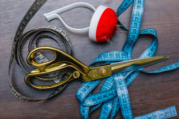 Professional tailor's tools for cutting and sewing