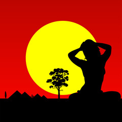 girl in paradise landscape vector