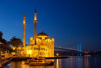 Ortakoy Mecidiye mosque the Bosphorus Bridge