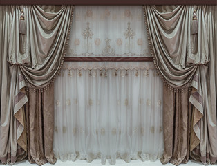 Elegant interior design with luxurious curtains and tulle