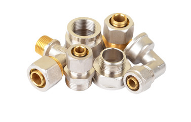 Set of plumbing fitting, isolated on white background