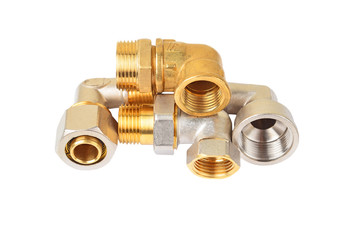 Angle plumbing fitting, isolated on white background