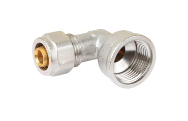 Angle plumbing fitting, isolated on white background