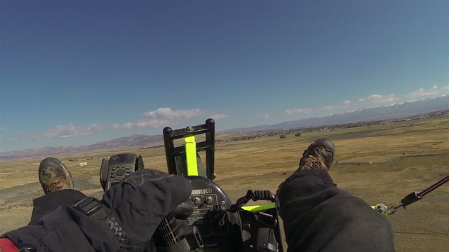 Aerial shot ultralight powered parachute thumbs up fun HD 0166