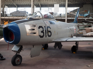 Fototapeta na wymiar F-86 F SABRE military aircraft on display at Brussels Belgium