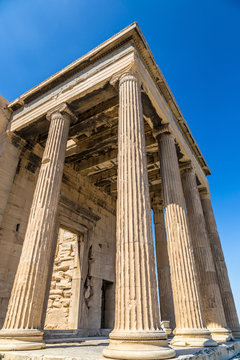 Erechtheum temple ruins on the Acropolis  in Athens