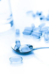 Vitamin Omega-3 fish oil capsules..