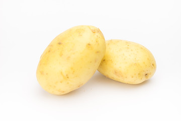 Potato chips on white background..