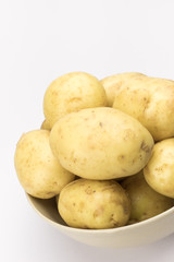 Potato chips on white background..