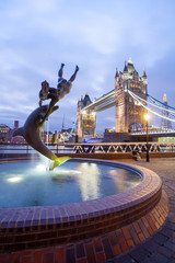 Tower Bridge at night twilight London, England, UK..