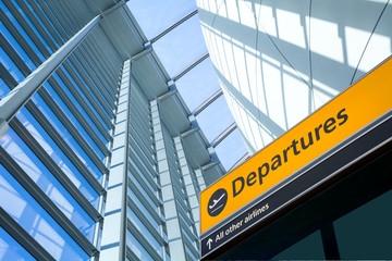 Naklejka premium Airport Departure & Arrival information sign..