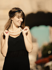 Flapper girl woman in1920s style portrait outdoor