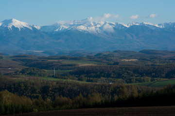 冠雪した十勝岳連峰