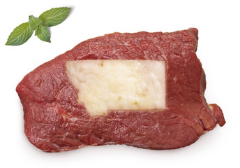 Roast beef meat and fat shaped as Montana.(series)