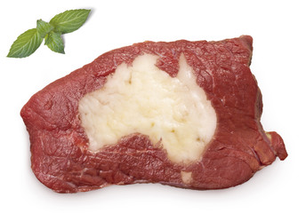 Roast beef meat and fat shaped as Australia.(series)