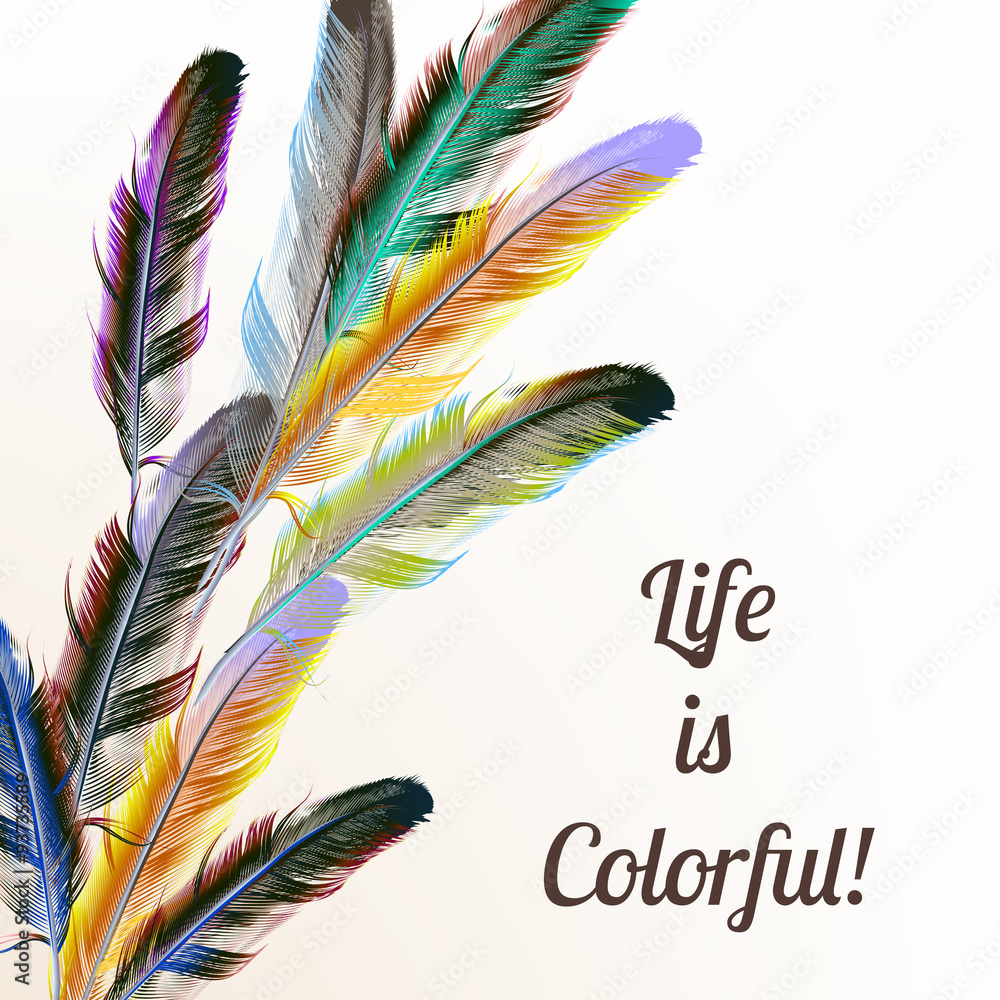 Aufkleber vector illustration with engraved feathers conceptual background