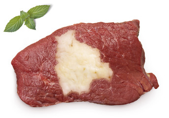 Roast beef meat and fat shaped as Bolivia.(series)