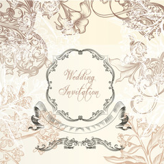 Retro ornamental vector background with engraved ornaments
