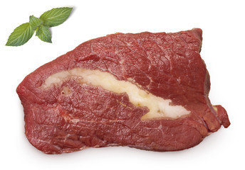 Roast beef meat and fat shaped as Cuba.(series)