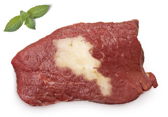 Roast beef meat and fat shaped as Armenia.(series)